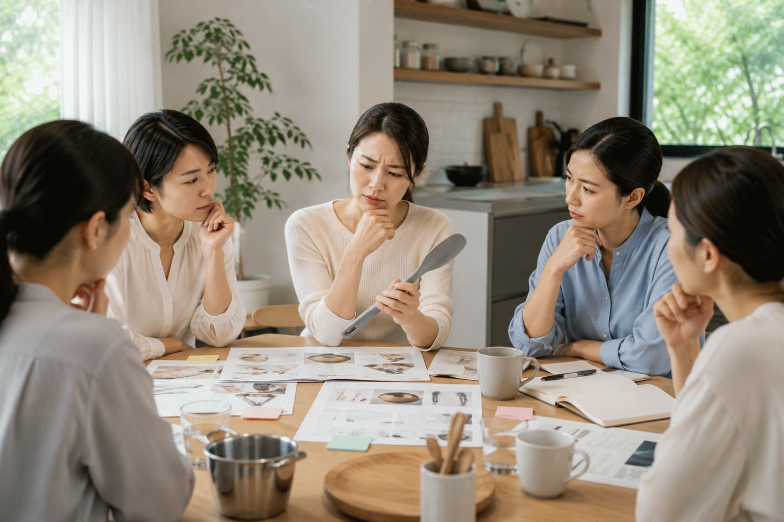 企業担当者と生活者がキッチン用品の使い方について対話している様子