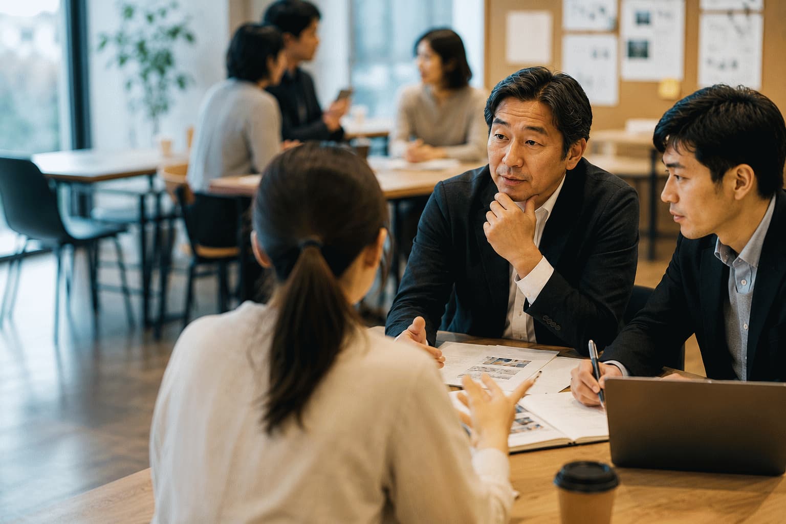 生活者との対話の場に企業の担当者や意思決定者が参加し、同じテーブルで話を聞いている様子